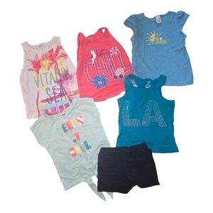Girls Assorted Summer Tank & Tee Set in Blue, Teal, Coral, White - Unbranded 5/6